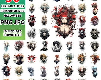 Halloween Undead Clipart: Dark Gothic Horror (Digital PNG Files)