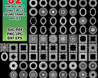 82 Lace Clipart Collection: Shabby Chic Frames & Doilies (Digital Download)