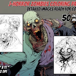 J-Horror Zombie Coloring Pages: Scary Anime Manga (Digital Download)