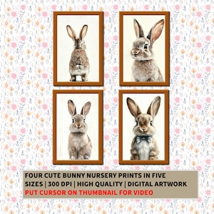 Bunny Nursery Print Set: Baby Animal Art (Digital Download)