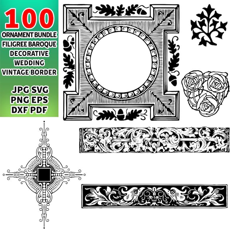 Vintage Filigree SVG Bundle: Baroque Swirls, Instant Download - Etsy