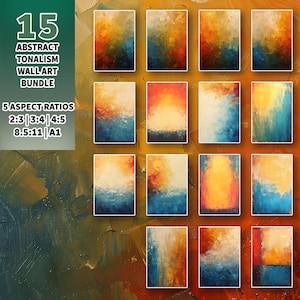 Printable Wall Art: 15 Abstract Blue and Orange Prints - Digital Download