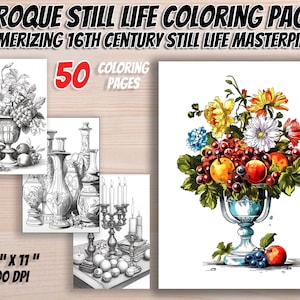 50 Baroque Still Life Coloring Pages