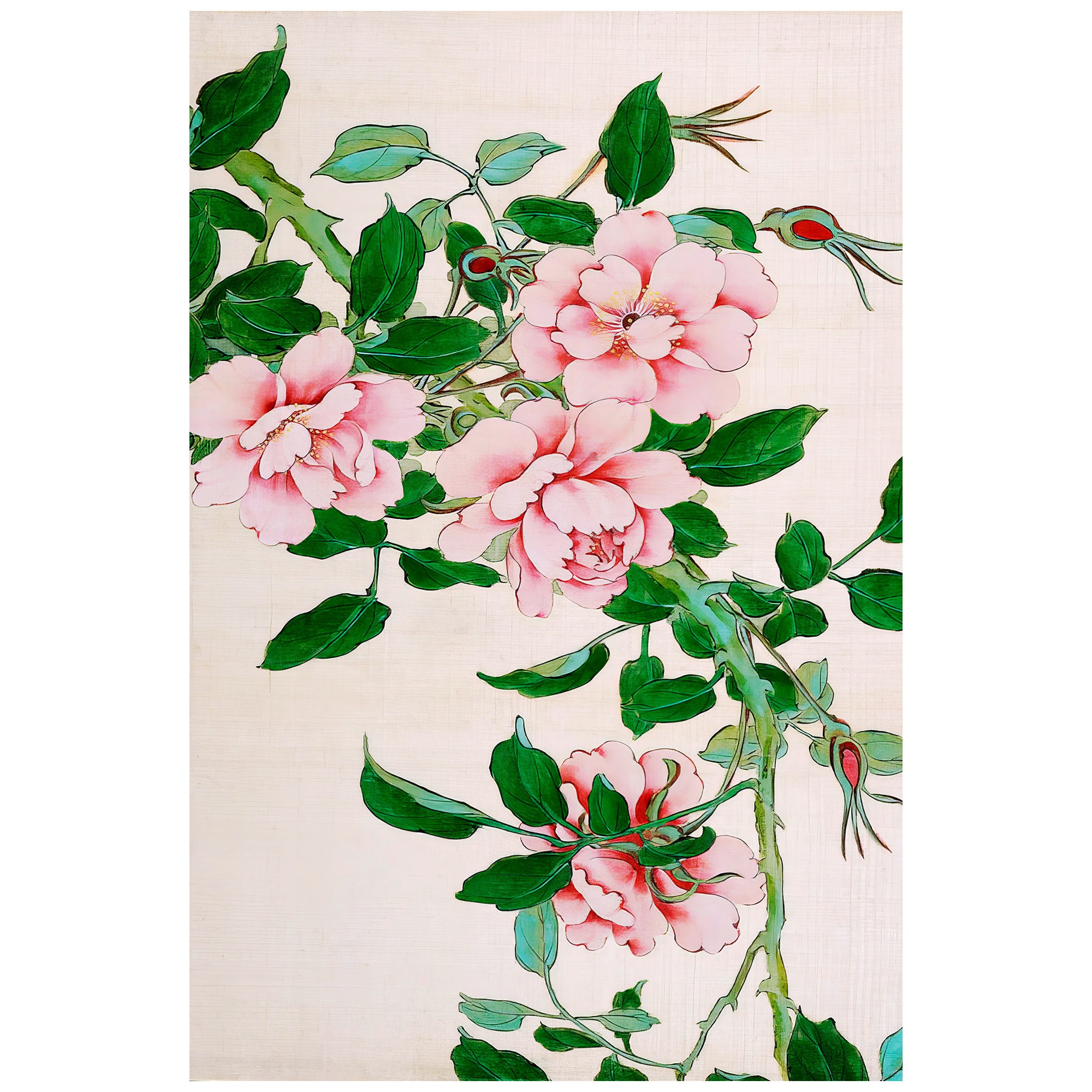 Japanese Flower Art Print, Japanese Art, Flower Wall Art, Floral Poster