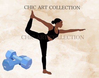 Yoga Girl Clipart, Mediation Clipart, Yoga Pose, Yoga Png Clipart, Self Love Clipart, Self Care Clipart, Black Woman Png, Black Woman Art