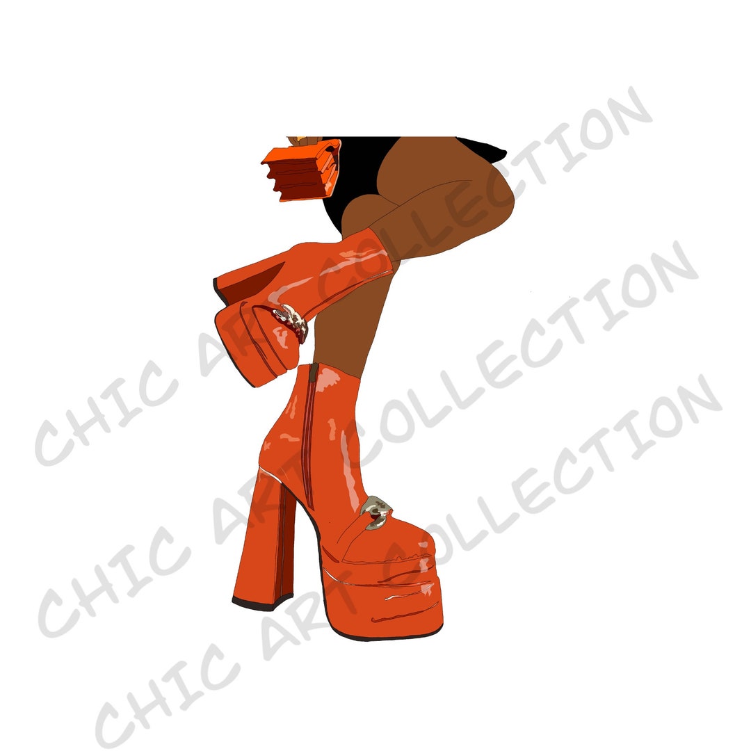 High Heel Boots Clipart Orange High Heel Boots Heels Etsy
