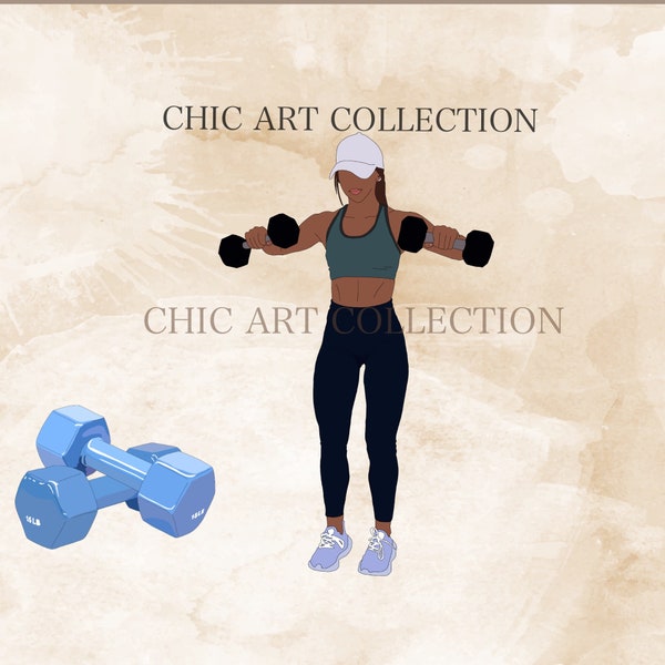 Fitness Black Woman, Black Girl Fitness Clipart, Gym Workout Png, Fitness Clipart, Fitness Girl Clipart, Black Woman png, Workout Clipart