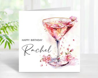 Birthday Cocktail Class Personalised Card Name Age Relations Mum Daughter Grandma Auntie Niece Friend Wife Girlfriend For Her (C155)