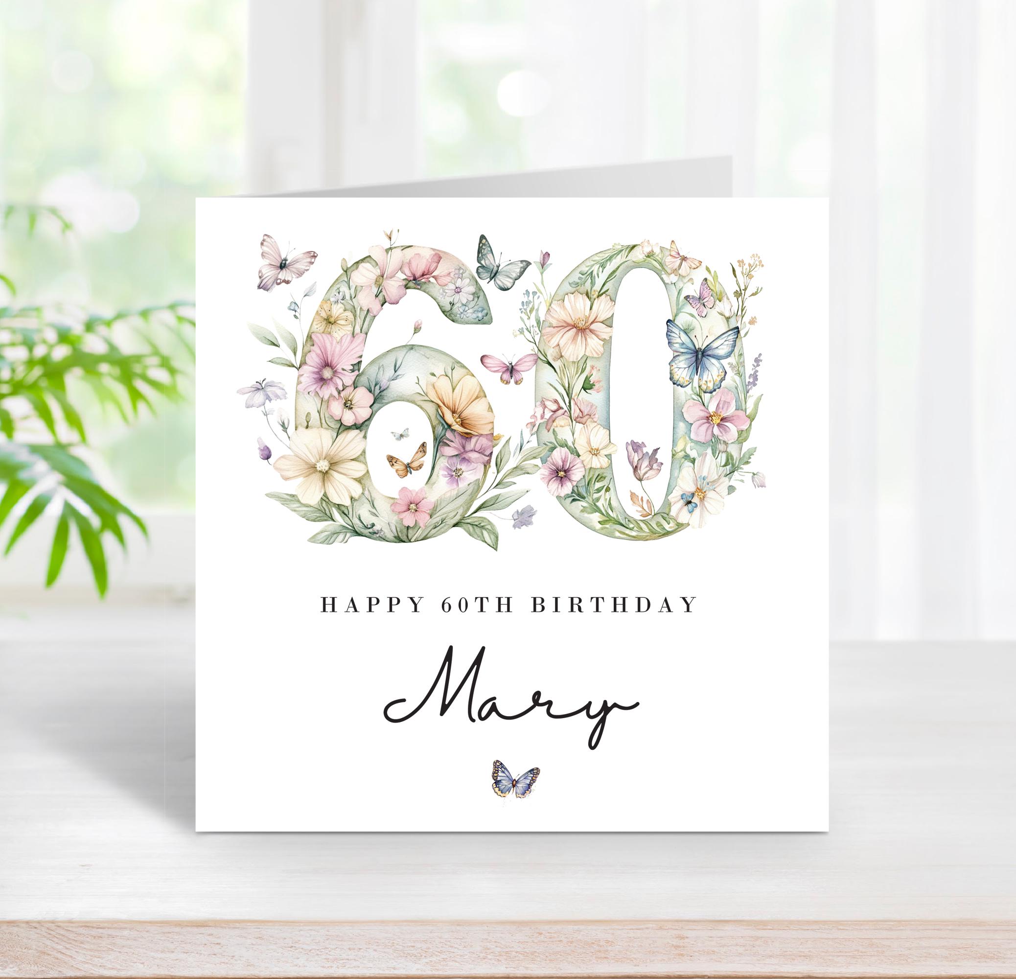 Personalised 60th Birthday Card Age 60 Female Any Name or Relations Mum ...