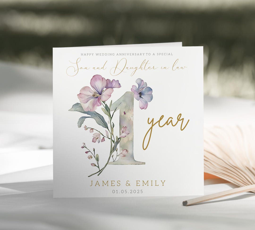 1st Wedding Anniversary Personalised Card Son & Daughter in Law for 5th ...