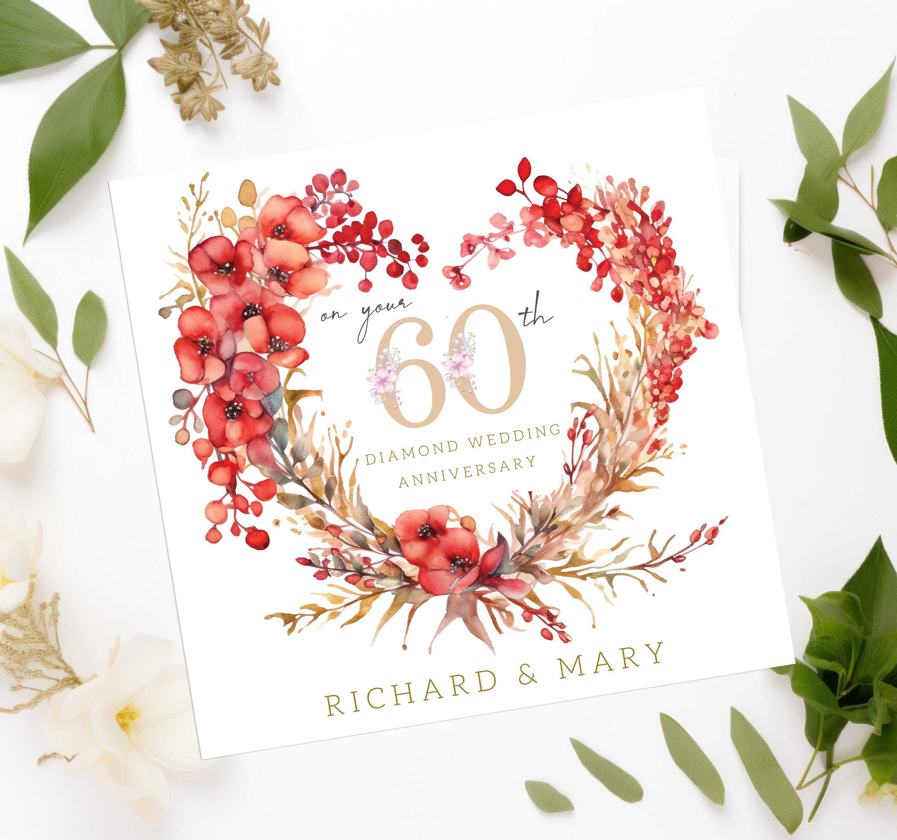 Ruby 40th Wedding Anniversary Personalised Card for 40th 50th 60th ...
