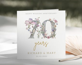 70th Platinum Wedding Anniversary Personalised Card For The Special Couple Milestone 70 Years Together For Parents Family & Friends (C173)