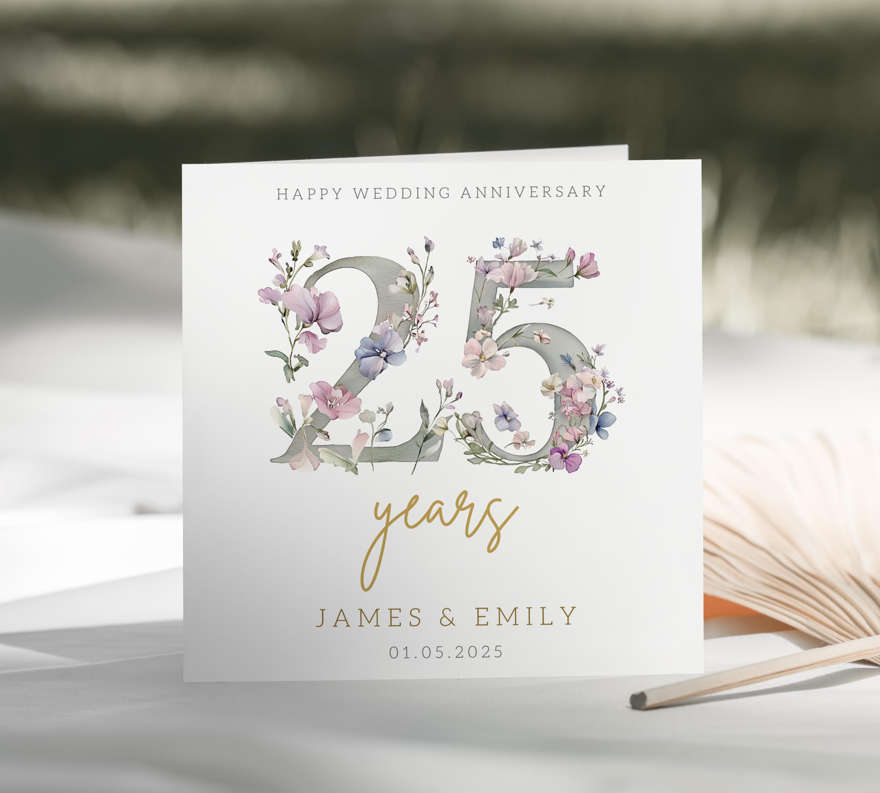 25th Silver Wedding Anniversary Personalised Card for the Special Couple  Milestone 25 Years Together for Parents Family \u0026 Friends (C173) - Etsy, image size:3000x2704
