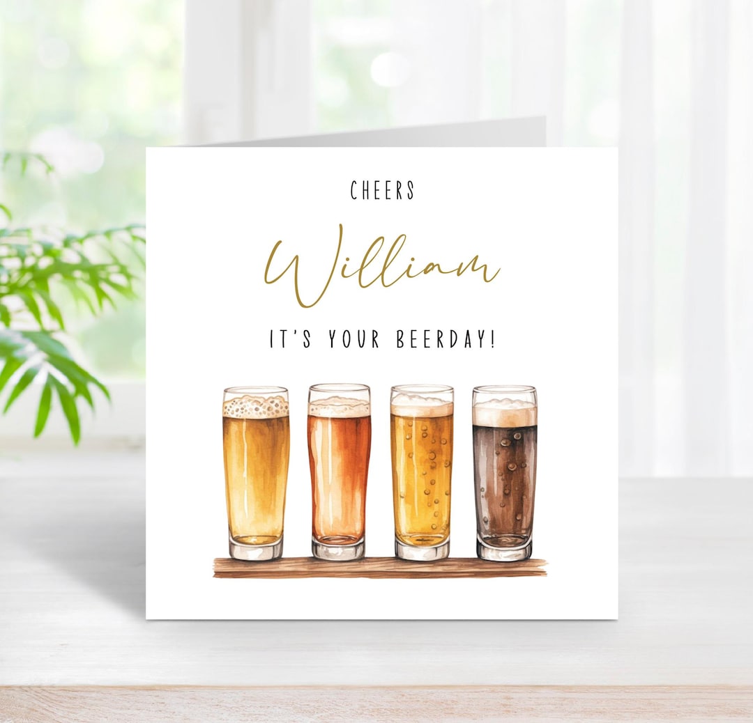 Birthday Beerday Pints Cheers Personalised Card Name Age Relations Dad ...