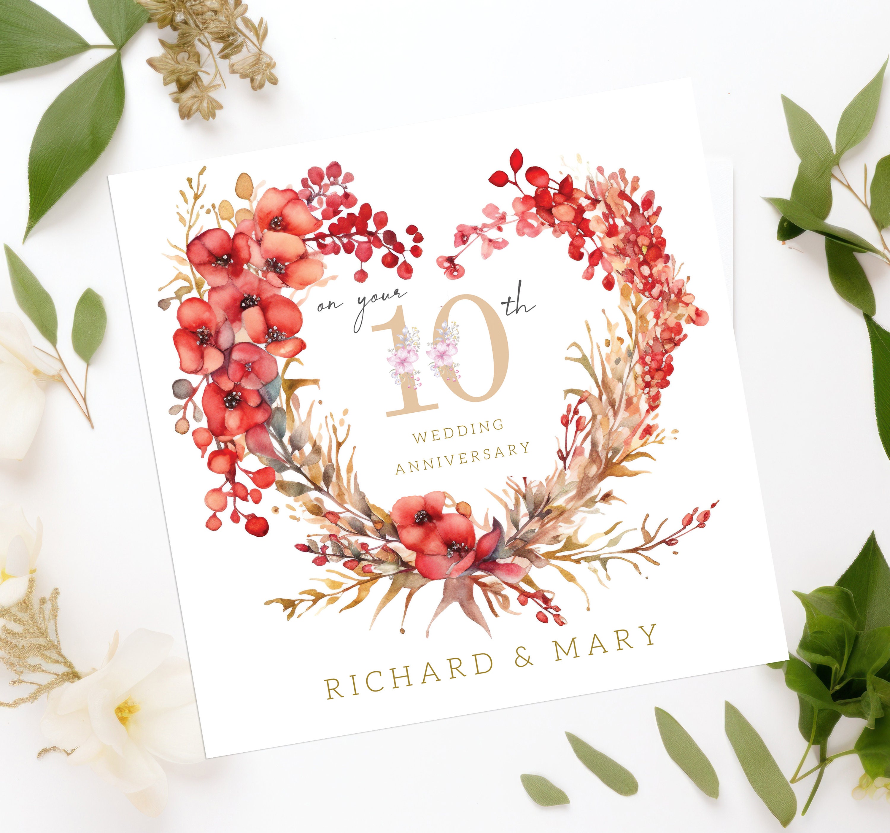 Ruby 40th Wedding Anniversary Personalised Card for 40th 50th 60th ...