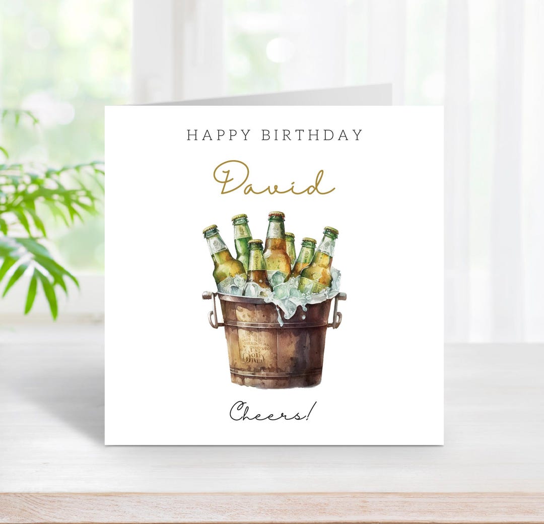 Birthday Beer Bottle Cheers Personalised Card Name Age Relations Dad ...