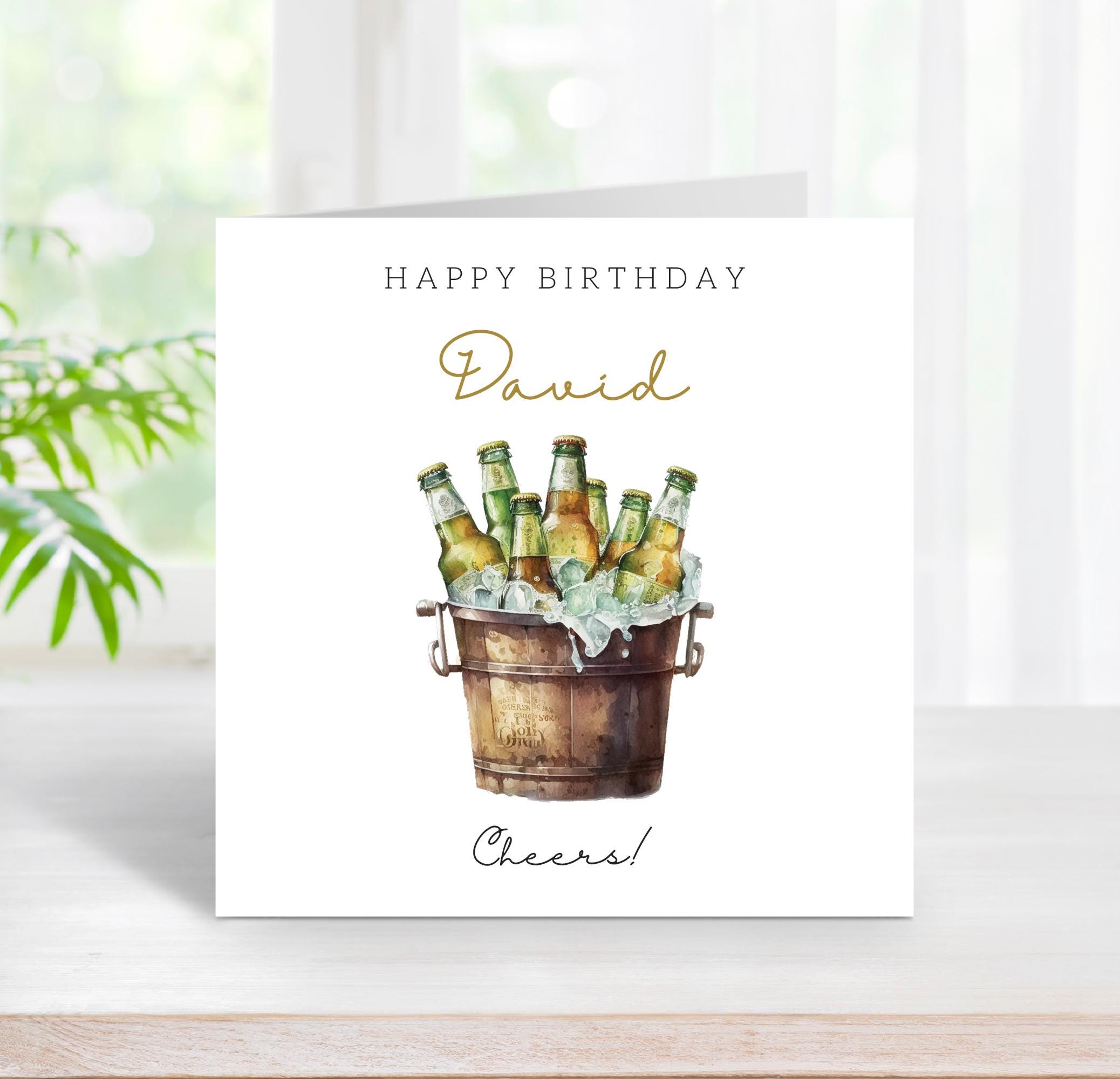 Birthday Beer Bottle Cheers Personalised Card Name Age Relations Dad ...