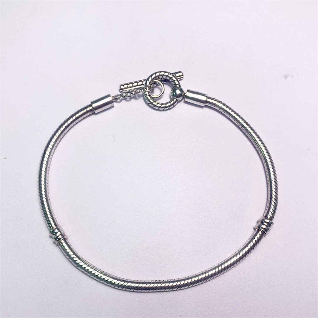 Pandora T Bar Snake Chain Rose Gold Bracelet 18 Cm Chain Etsy