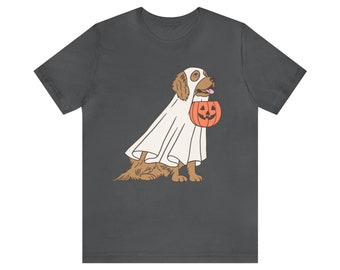 Camiseta de manga corta de Halloween Golden Ghost Dog Unisex Jersey