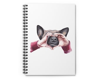 El amor es un cuaderno de espiral de pastor alemán - Línea reglada