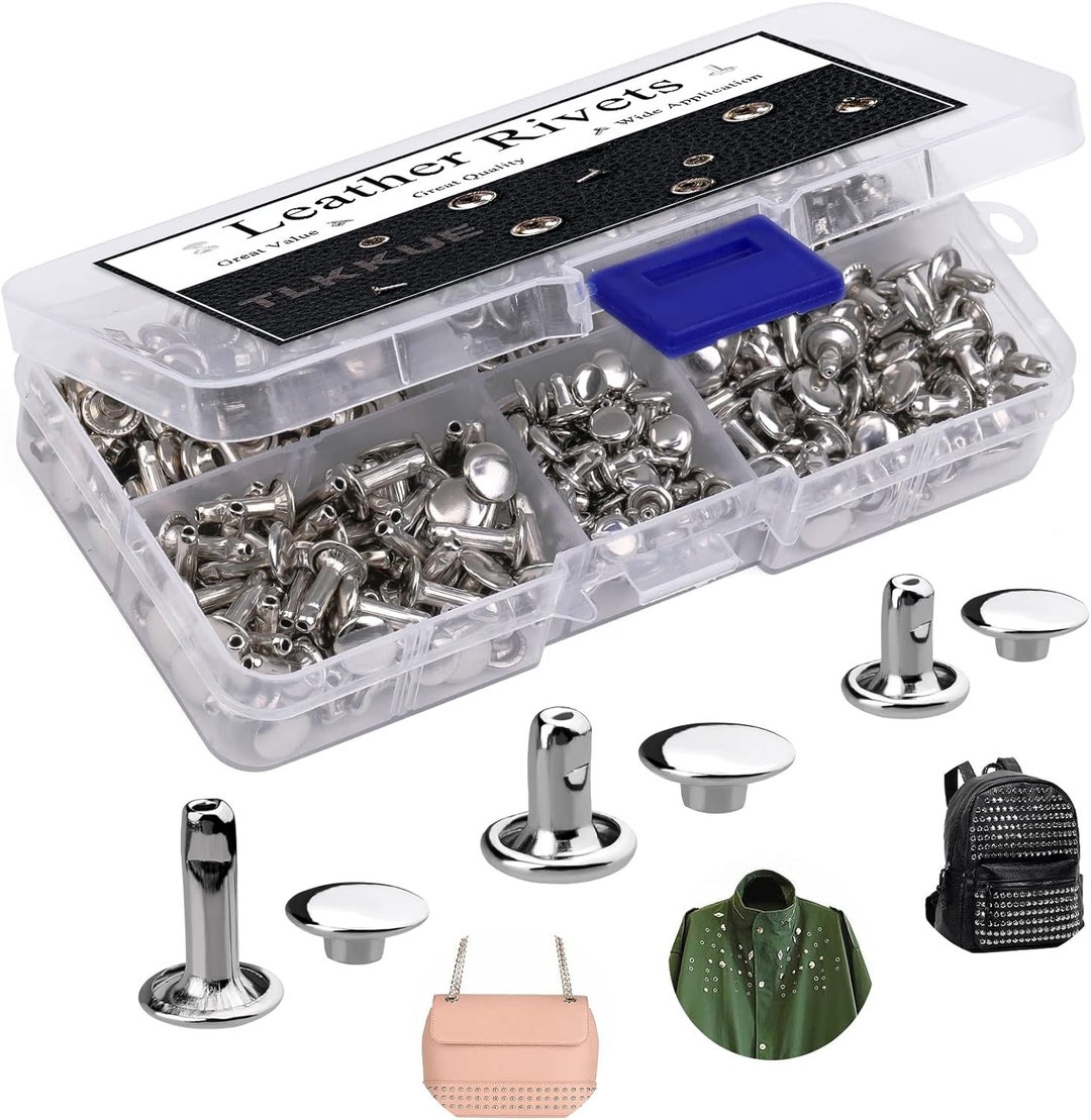 240 Sets Rivets for Leather, Leather Rivets 3 Sizes Leather Double Cap