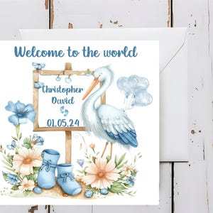 Cartão de bebê menino, personalizado para ele, filho, afilhado, sobrinho, neto