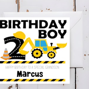 Carte d'anniversaire pour neveu, petit-fils, fils, frère, filleul, creuseur, bâtiment, pour lui
