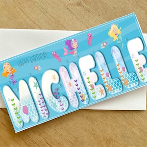 Carte d'anniversaire sirène personnalisée, pour fille, pour elle, pour fille, pour petite-fille, pour nièce