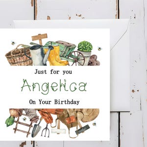 Cartão temático de jardinagem personalizado para ele, para ela, irmã, irmão, nome