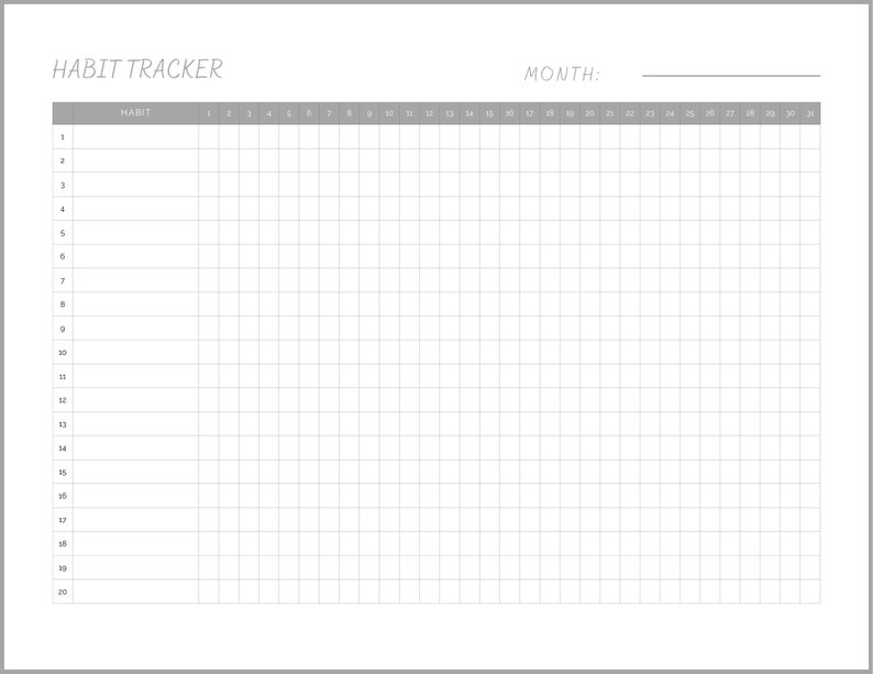Printable Minimalistic Daily Habit Tracker | 30 Day Habit Tracker | I ...