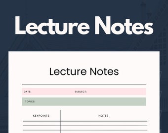 Printable Lecture Notes Planner | Digital Download | Small Business | Build Your Own | Education | Printable Business Planner | Notes