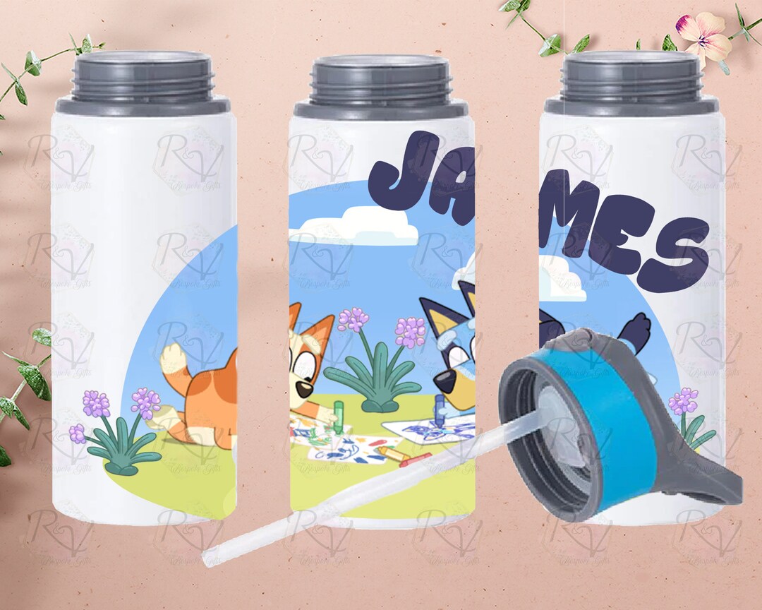 Personalised Bluey Straw Drink Bottle Personalised Bluey Etsy