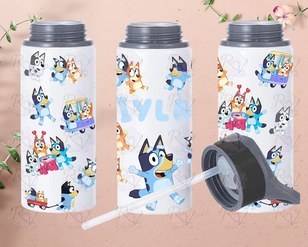 Personalised Bluey Straw Drink Bottle Personalised Bluey Etsy UK
