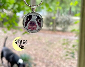 Custom Dog ID Keychain; Personalize Nametag; Pitbull Rottweiler Boxer Terrier Frenchie Bulldog