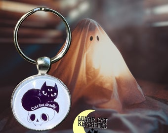 Cute But Deadly Cat Skull Keychain