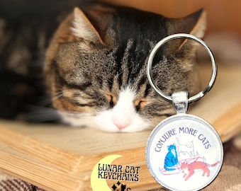 Conjure More Cats Keychain; Magic Seance Altar Wicca Art