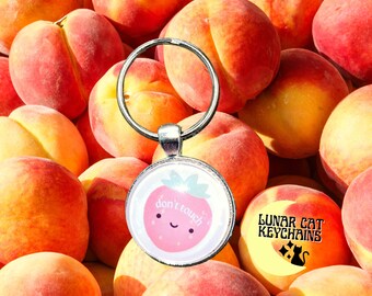Don’t Touch Kawaii Strawberry Keychain; Mean Fruit Accesory; Handmade Sassy Foods Key Ring