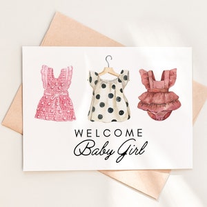 Welcome Baby Girl Card Download, Congratulations Baby Shower Greeting Card Template, Printable New Baby Congrats Card, 08 image 1
