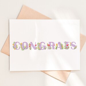 Floral Congrats Card Download PDF, Spring Tulips Flowers Congratulations Printable Card Template, Floral Congratulations Card, 11-1