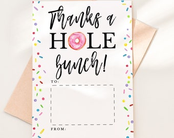 Thanks a Hole Bunch Donut Gift Card Holder Download, Printable Donut Gift Card Holder Template, Appreciation Gift, Donut Gift