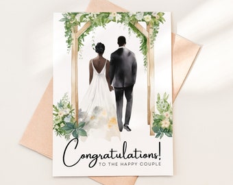 Congratulations to the Happy Couple Wedding Card Download, Printable Wedding Congrats Card Template PDF, Bride and Groom Wedding Card, 12-6