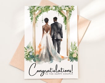 Congratulations to the Happy Couple Wedding Card Download, Printable Wedding Congrats Card Template PDF, Bride and Groom Wedding Card, 12-4