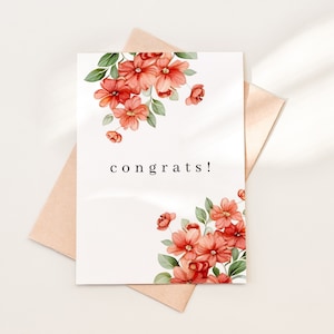 Descarga de tarjeta de felicitación floral imprimible, plantilla de tarjeta de felicitación de flores, tarjeta de felicitación de felicitación imprimible Descargar PDF, 05-6