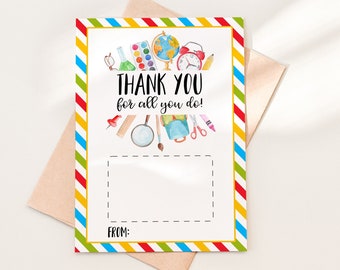 Teacher Appreciation Gift Card Holder, Teacher Thank You For All You Do Gift Card Download, Printable School Gift Card Holder