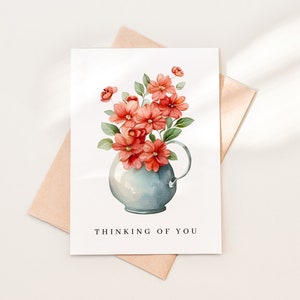 Pensando en ti Descarga de tarjeta de felicitación floral, Sólo porque descarga de tarjeta, Plantilla de tarjeta pensando en ti, Hola tarjeta de felicitación, 05-4