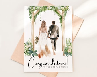 Congratulations to the Happy Couple Wedding Card Download, Printable Wedding Congrats Card Template PDF, Bride and Groom Wedding Card, 12-3