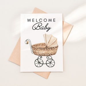 Welkom baby shower kaart downloaden, welkom baby genderneutrale kaart afdrukbaar, nieuwe baby gefeliciteerd kaart downloaden, 08-8