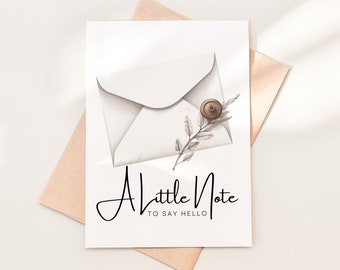 A Little Note to Say Hello Card Download, Printable Just Because Greeting Card, Downloadable Card PDF, Thinking of You Friendship Card, 12-9