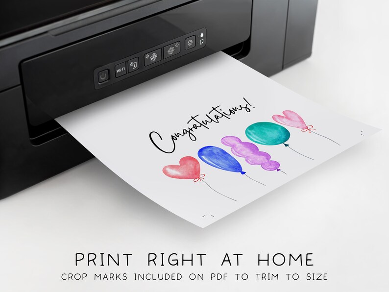 Congratulations Balloons Printable Card, Colorful Celebration Greeting ...