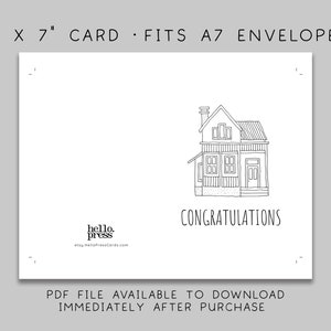 New Home Congratulations Card Download, Printable Housewarming Greeting Card Template, Moving Card Downloadable PDF, 04-2 image 2